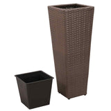 VIDAXL -Pflanzer erhöhten 3 St. Poly Rattan Brown