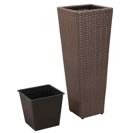 VIDAXL -Pflanzer erhöhten 3 St. Poly Rattan Brown