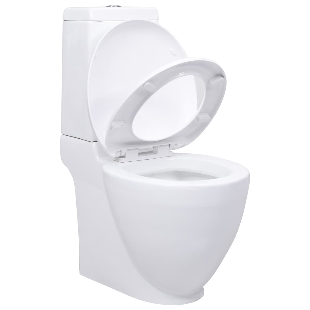 Toilettes vidaxl avec drain derrière le blanc en céramique