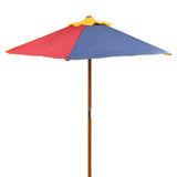 Vidaxl kinderpicknicktafel met banken en parasol hout meerkleurig