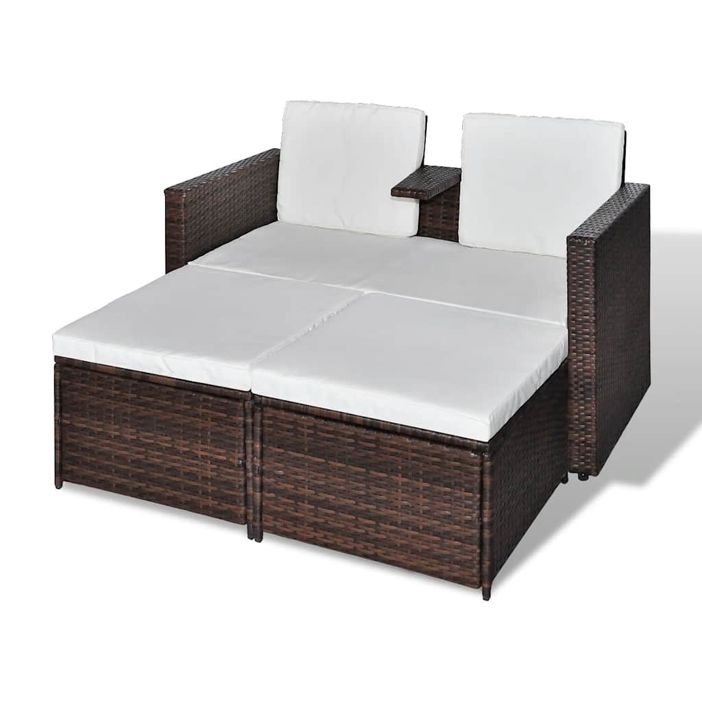 Vidaxl 4-delige loungeset met kussens poly rattan bruin