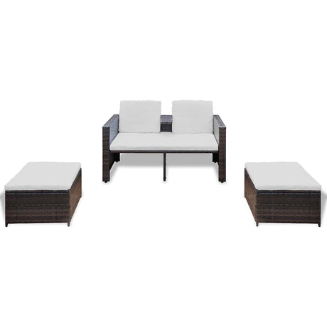 Vidaxl 4-delige loungeset met kussens poly rattan bruin