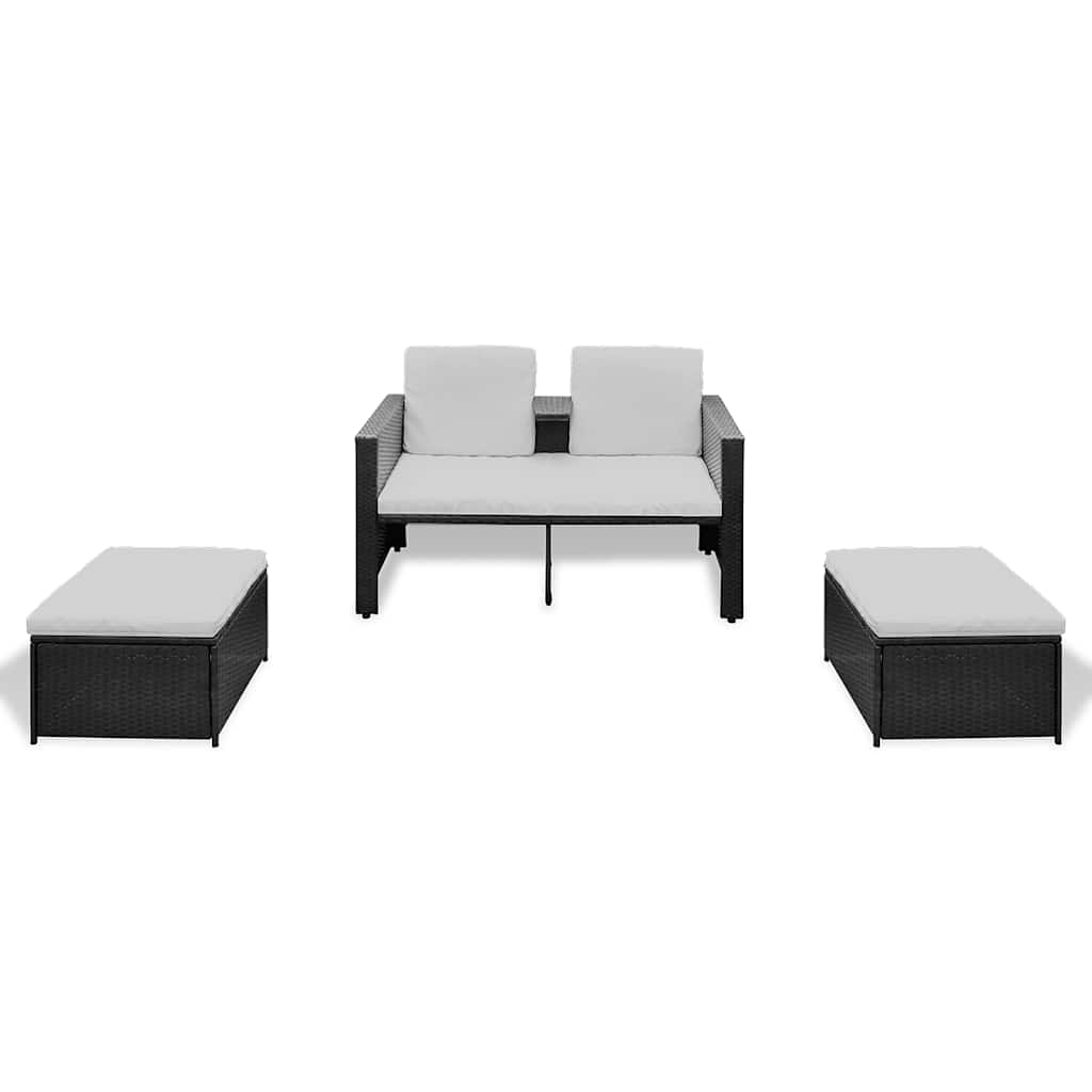 Vidaxl 4-delige loungeset met kussens poly rattan zwart