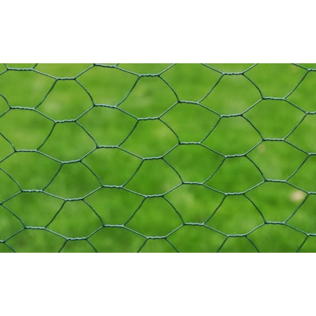 Piščančja žica Vidaxl 25x0,5 m s PVC prevleko zeleno