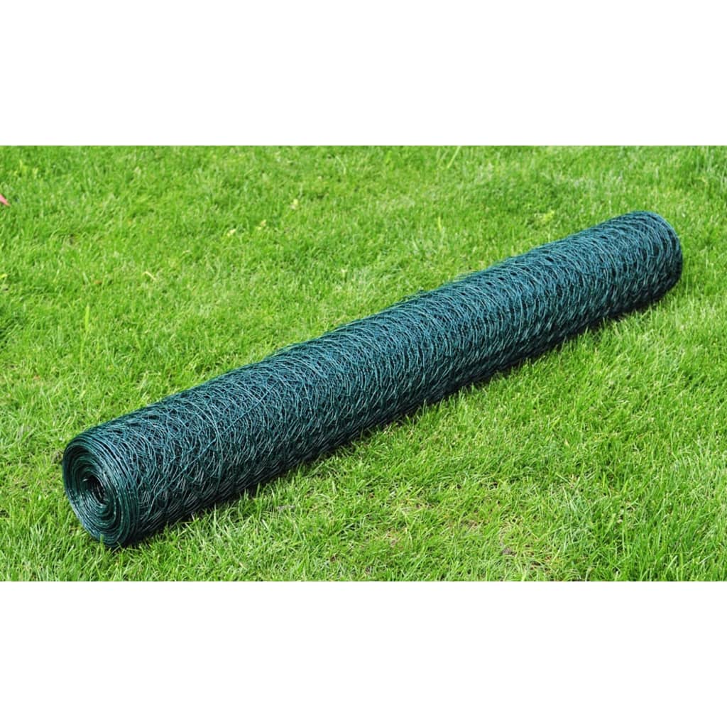 Vidaxl Chicken Wire 25x0,5 m z zieloną powłoką PCV