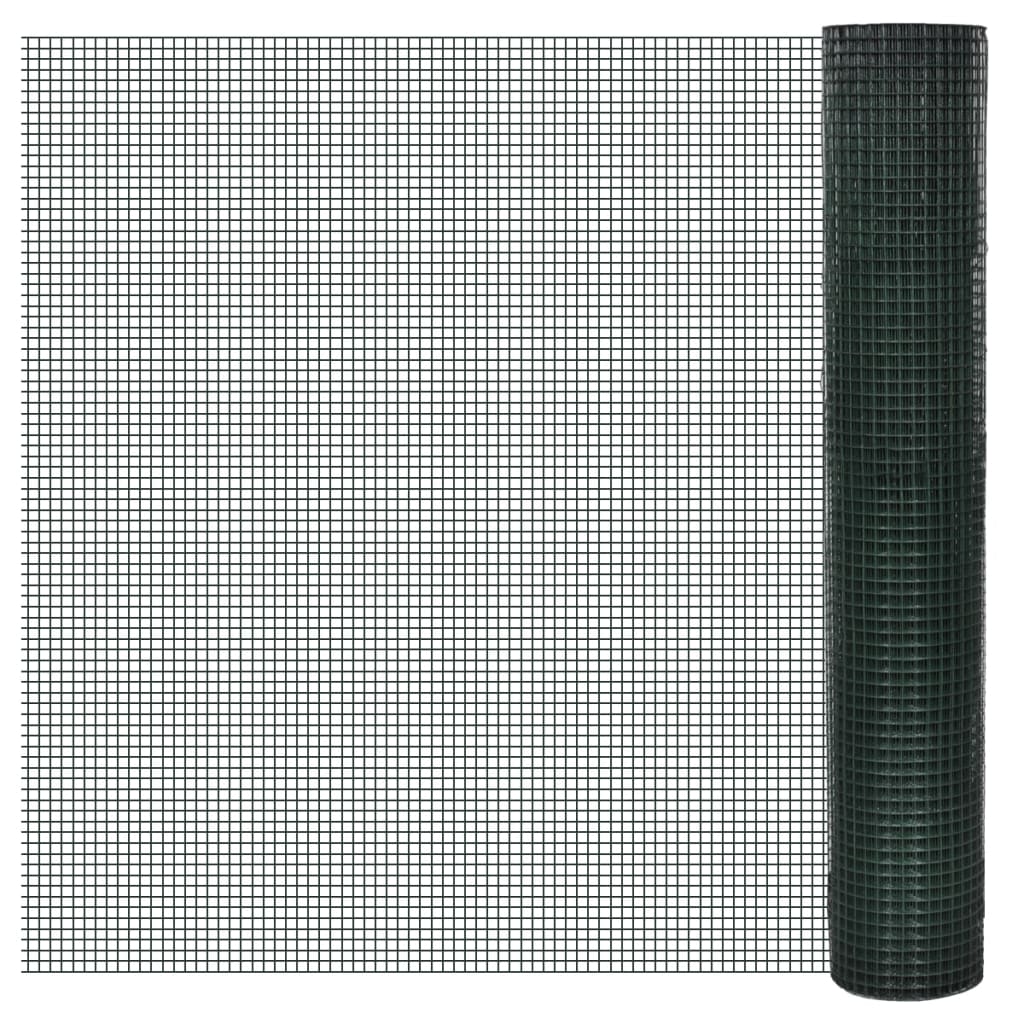 VidaXL Hühnerdraht 25x1 m aus verzinktem Stahl mit PVC-Beschichtung grün