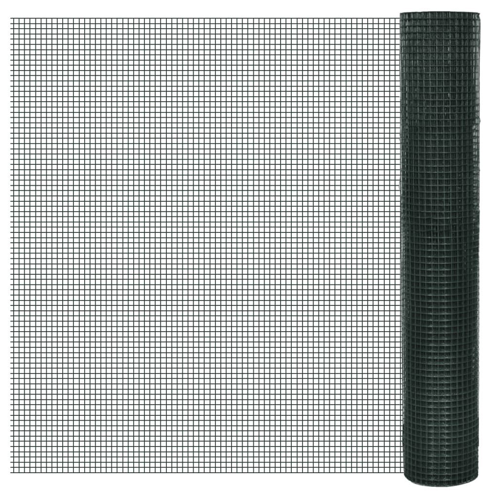 Vidaxx Hühnerdraht 25x1 m aus verzinktem Stahl mit PVC-Beschichtung grün