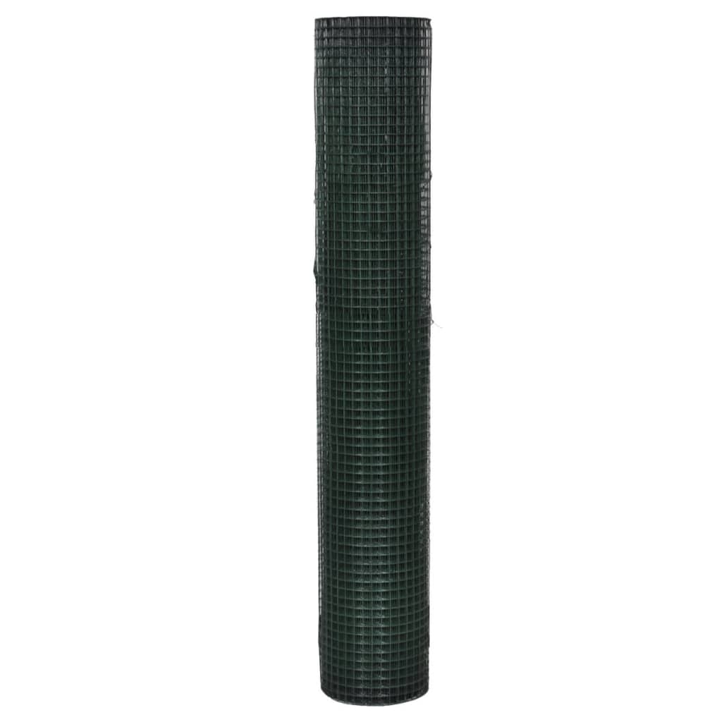 Alambre de pollo Vidaxl 1x25 M Galvanizado de acero verde