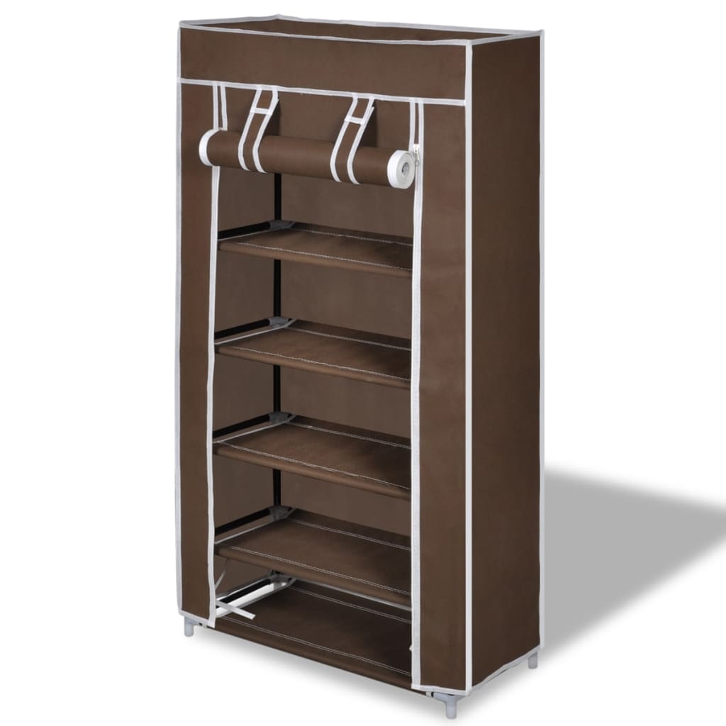 Vidaxl fabric shoe rack with cover 58 x 28 x 106 cm brown