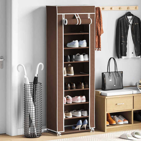 Vidaxl Stoffschuh Rack mit Abdeckung 162 x 57 x 29 cm Braun