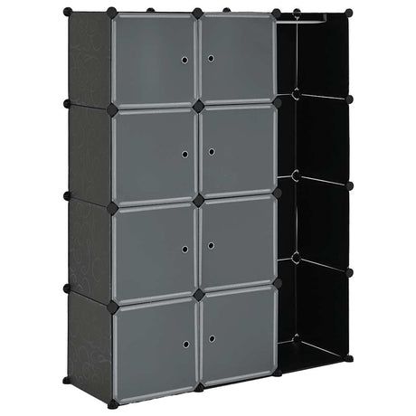Vidaxl kast met 9 vakken modulair 109x36,5x143 cm zwart en wit