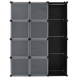 Vidaxl kast met 9 vakken modulair 109x36,5x143 cm zwart en wit