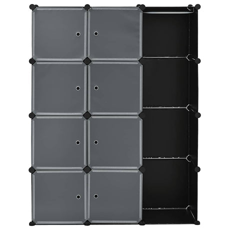 Vidaxl kast met 9 vakken modulair 109x36,5x143 cm zwart en wit