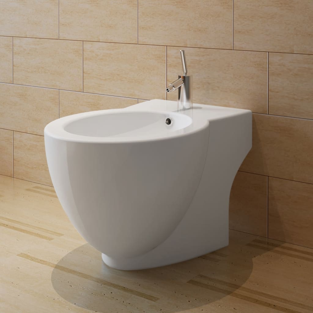 Vidaxl stinn Bidet ronderëm Keramik wäiss