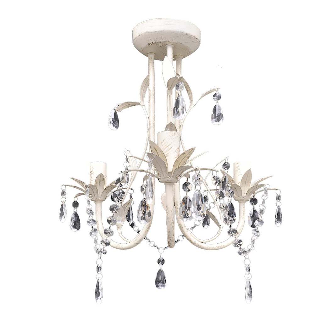 Vidaxl Crystal Chandelier with white Elegant Design (3 lamps)