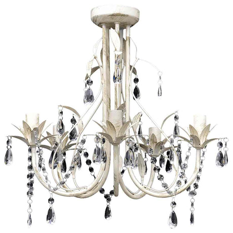 Vidaxl -Kristallkronleuchter mit weißem elegantem Design (5 Lampen)