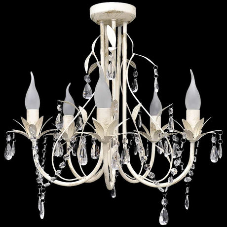 Vidaxl -Kristallkronleuchter mit weißem elegantem Design (5 Lampen)