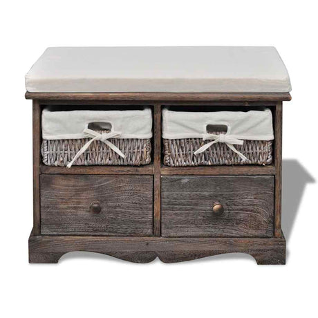 Vidaxl opbergbank 62x33x42 cm paulowniahout bruin