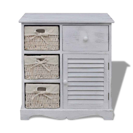 Vidaxl kast met links 3 weefmanden hout wit