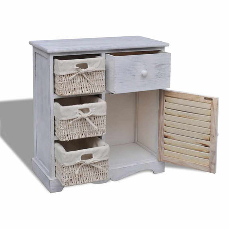 Vidaxl kast met links 3 weefmanden hout wit