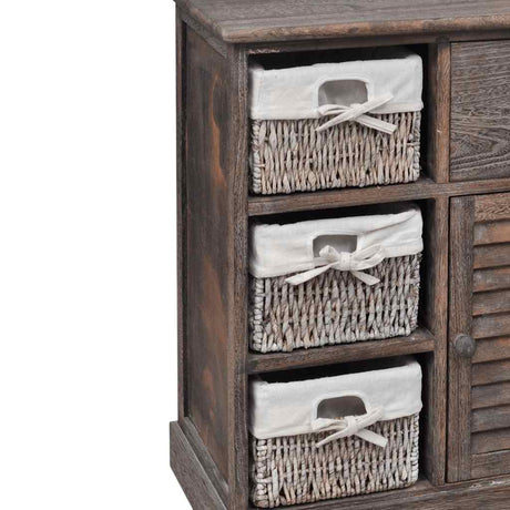 Vidaxl kast met links 3 weefmanden hout bruin