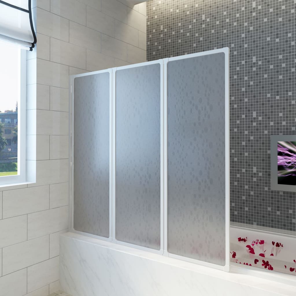 Vidaxl Bath Screen 3 Panels sammenleggbare 117 x 120 cm