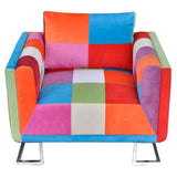 Vidaxl fauteuil met patchwork ontwerp en verchroomde poten kubus stof