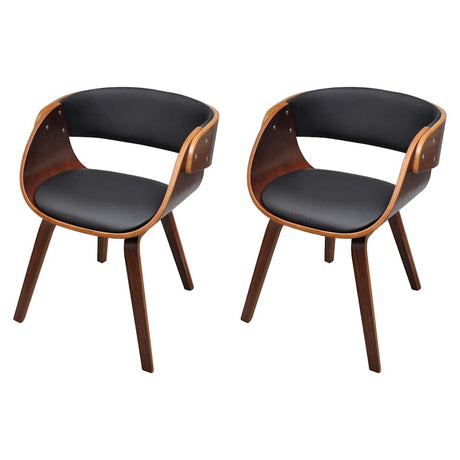 Vidaxl eetkamerstoelen 2 st gebogen hout en kunstleer bruin
