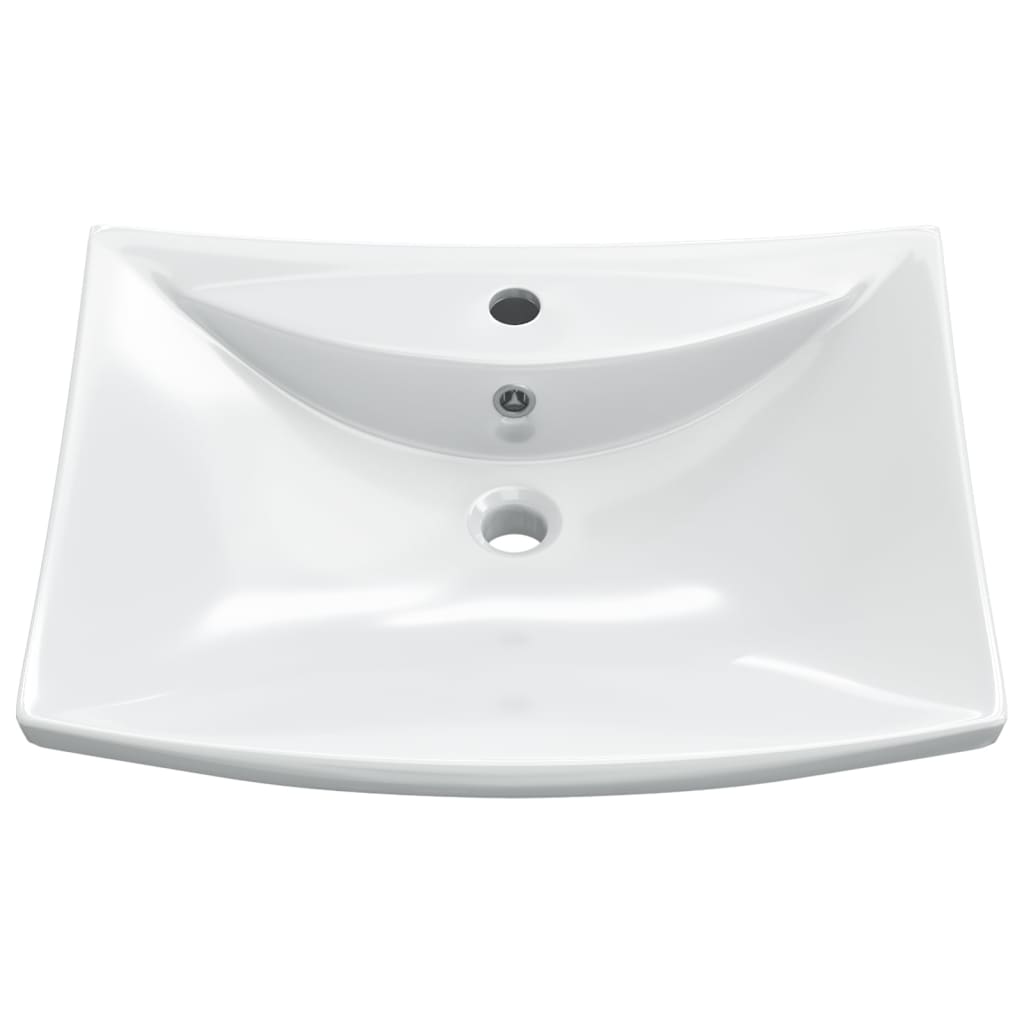 Vidaxl Washbasin con cerámica rectangular de aterrizaje y agujero de la grúa