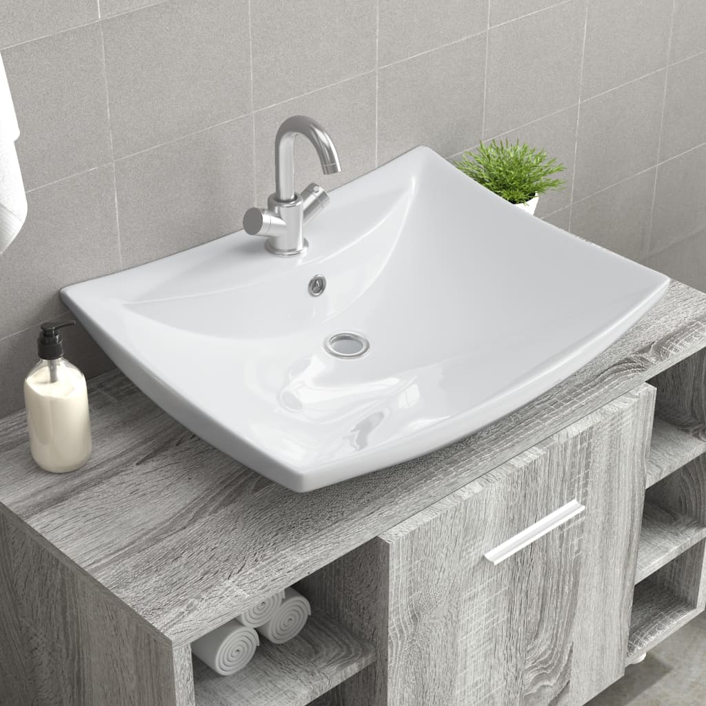 Vidaxl Washbasin z lądowaniem i prostokątną ceramiką