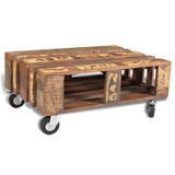 Vidaxl salontafel met 4 wielen gerecycled hout