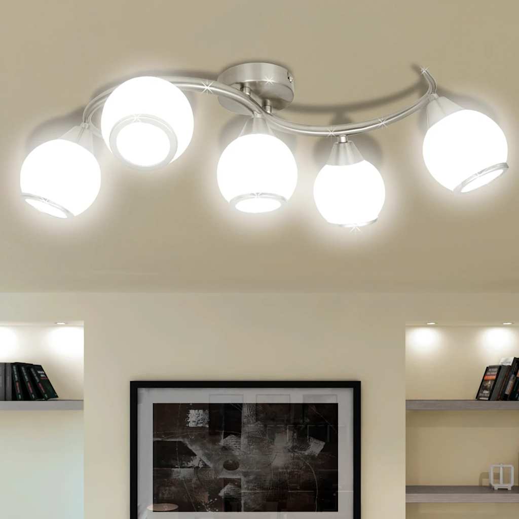 VIDAXL -Deckenlampe mit Glaskappen + Wellenschiene