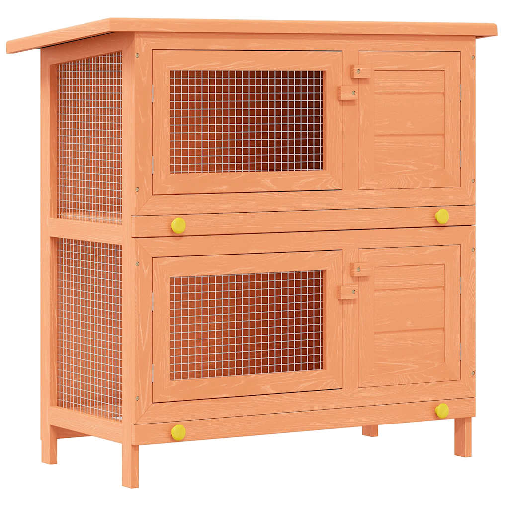 Vidaxl -Kaninchenhütte für Außenseite mit 4 Türen Holz