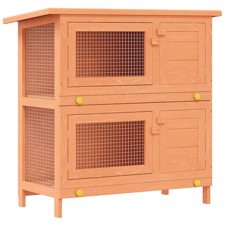 Vidaxl -Kaninchenhütte für Außenseite mit 4 Türen Holz