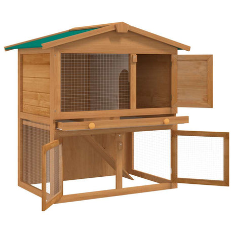Vidaxl Kaninchen -Loft für draußen mit 3 Türen Holz