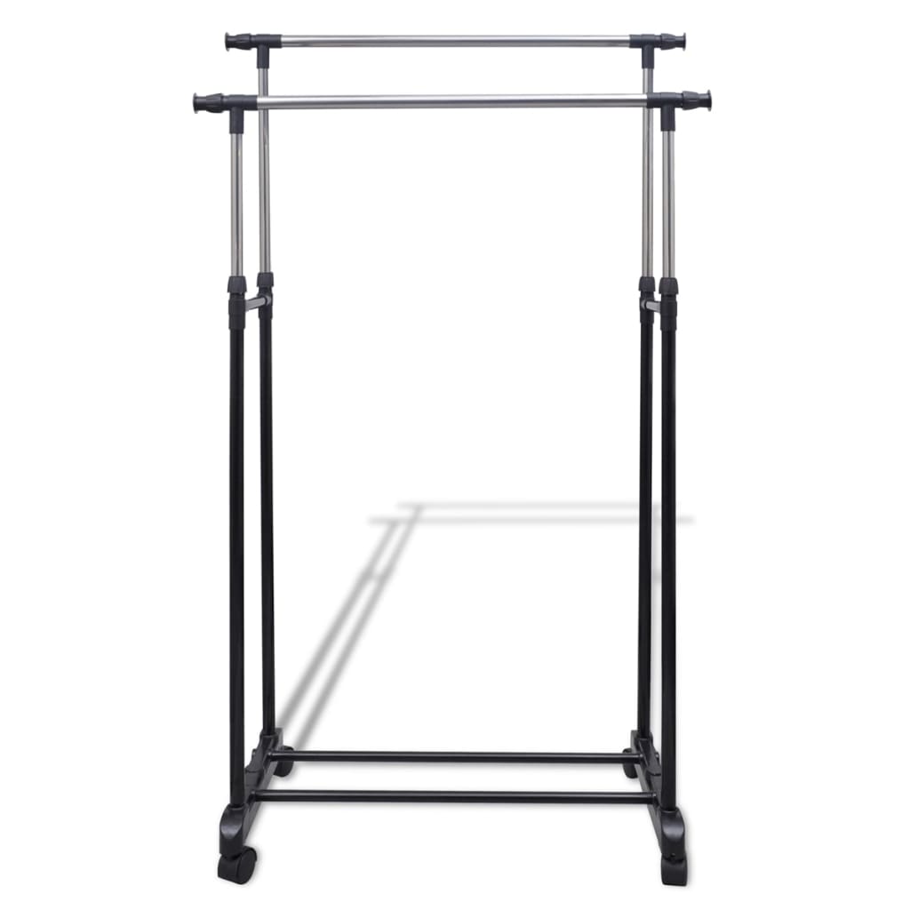 Rack de vêtements Vidaxl réglable avec 4 roues et 2 rails suspendus