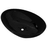 Vidaxl Sink di lusso Ovale 40x33 cm Nero ceramico