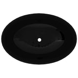 Vidaxl Luxus Waschbecken oval 40x33 cm Keramik Schwarz