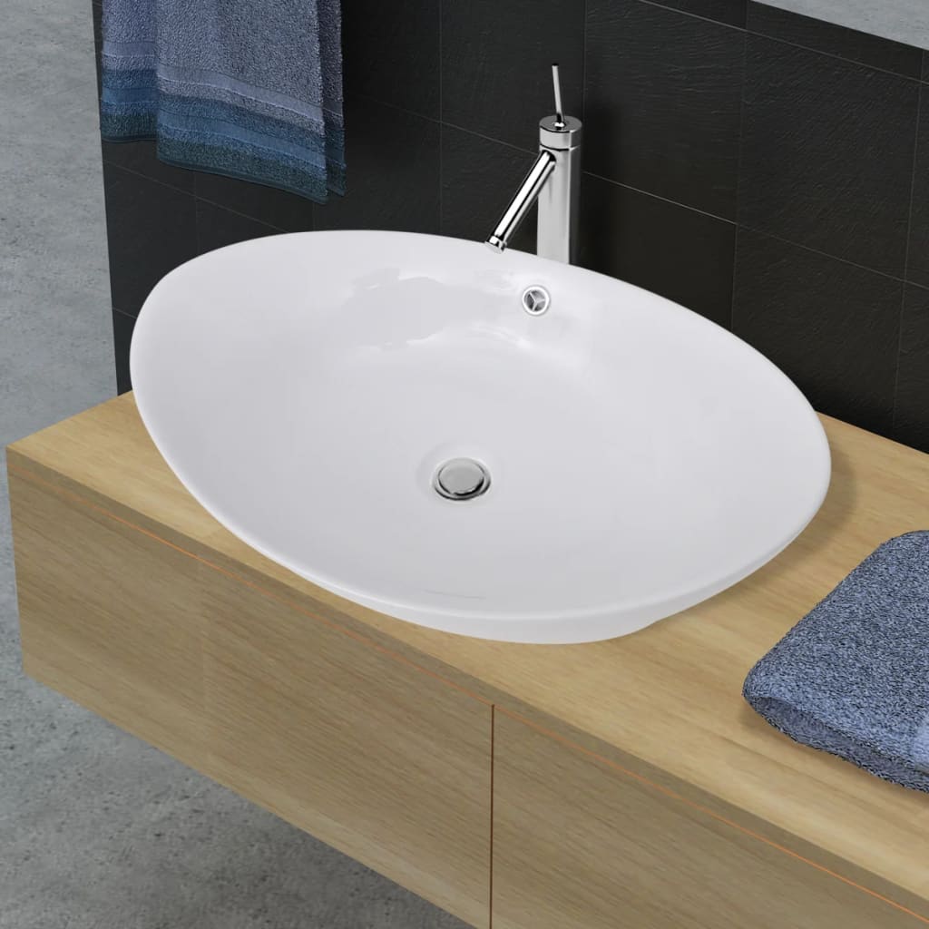 VIDAXL CERAMIC SINK OVAL 59 x 38,5 cm