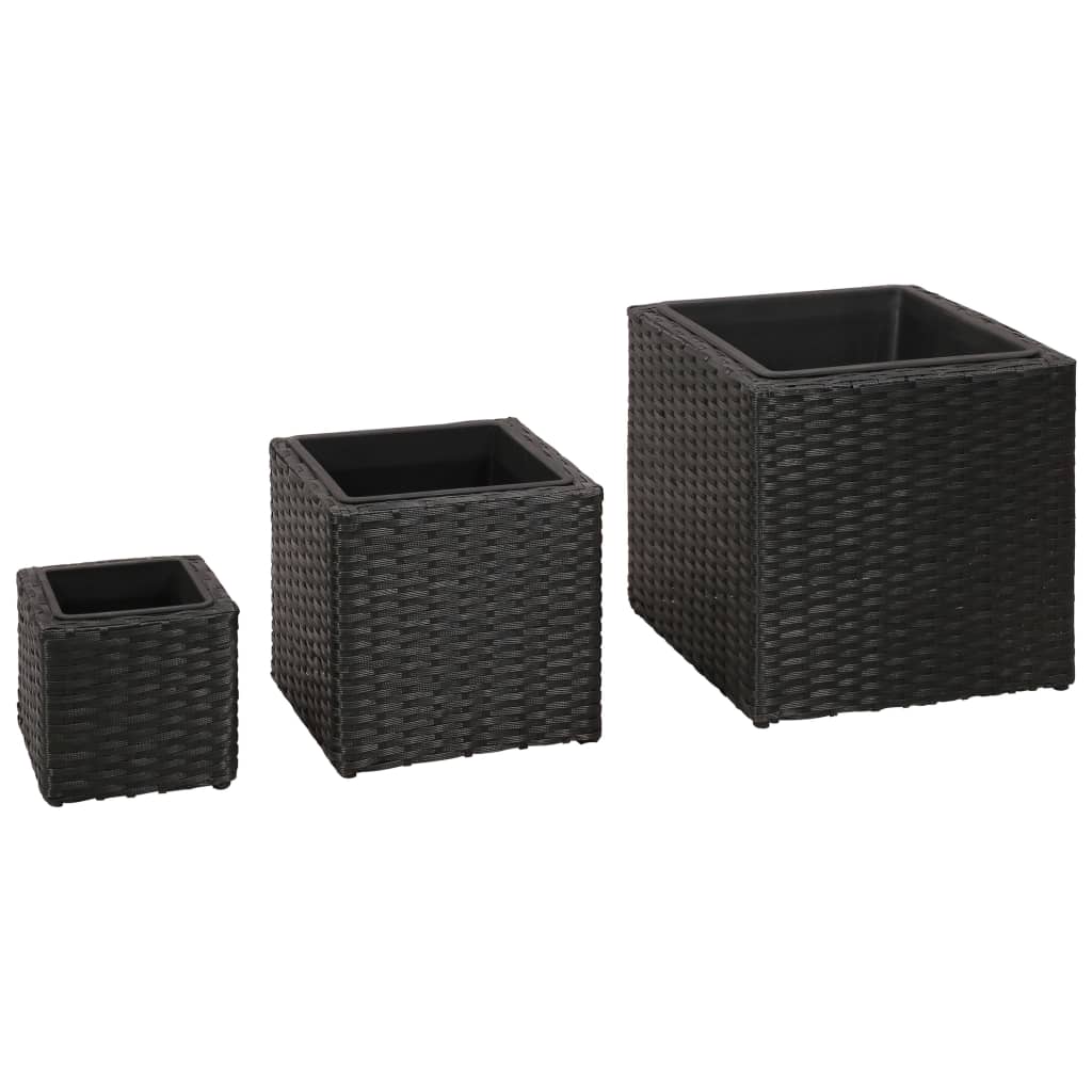 Le fioriere Vidaxl hanno allevato 3 St Poly Rattan Black