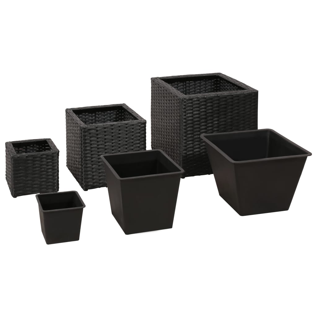 Le fioriere Vidaxl hanno allevato 3 St Poly Rattan Black