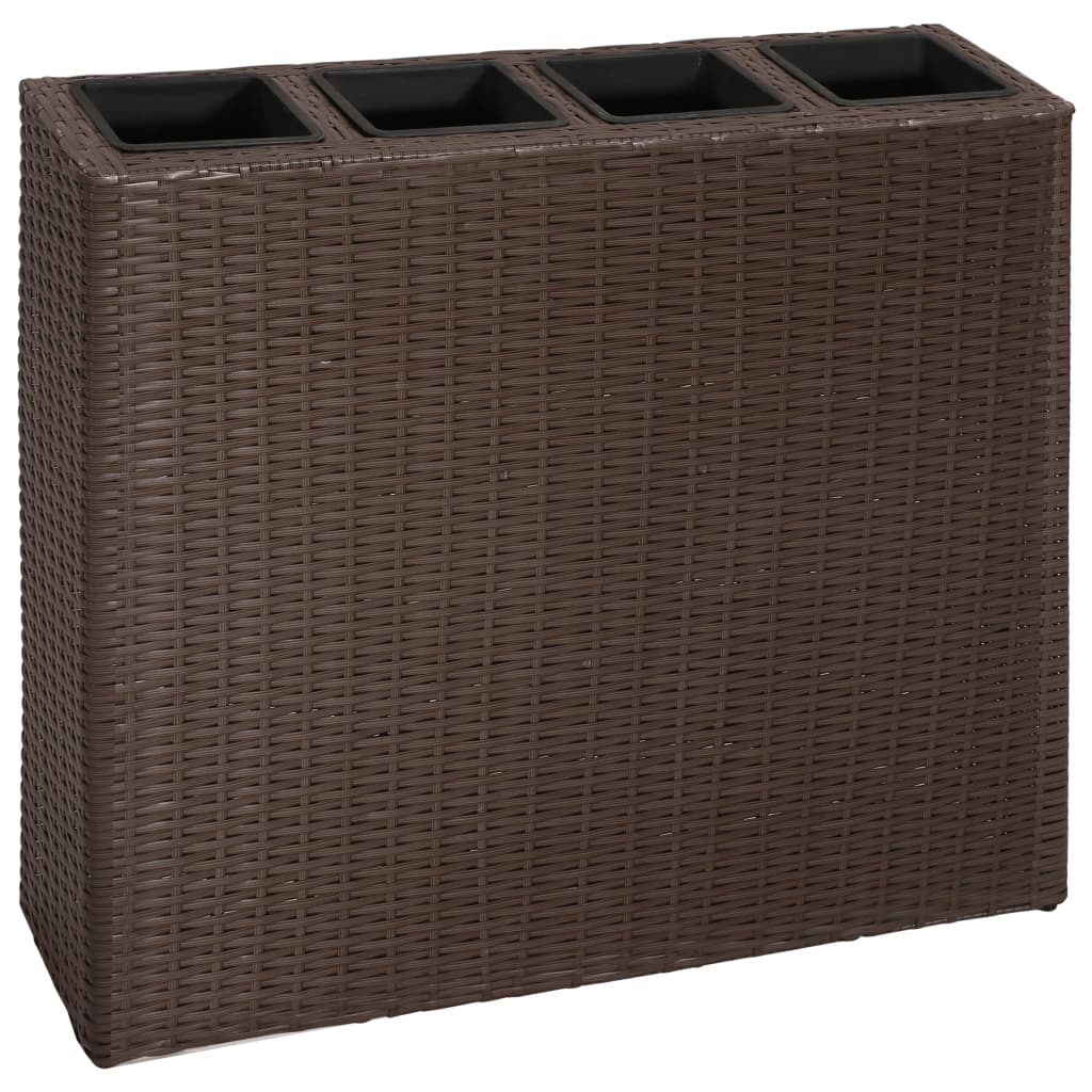 Vidaxl Planter uppvuxen med 4 krukor Poly Rattan Brown