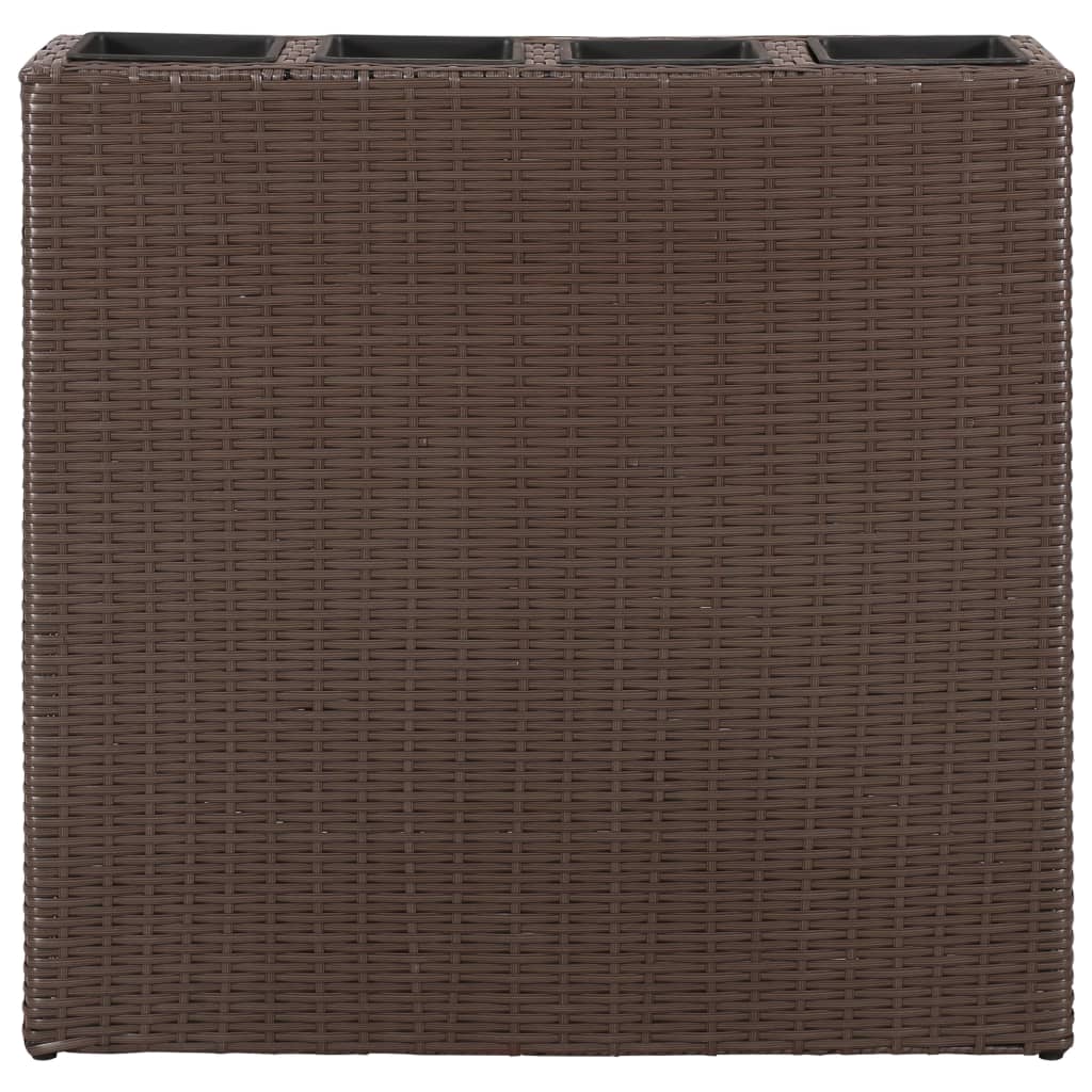 Vidaxl Planter uppvuxen med 4 krukor Poly Rattan Brown