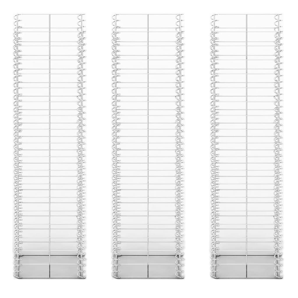 Vidaxl 3 partes Schans Basket Conjunto de alambre galvanizado de 25x25x100 cm