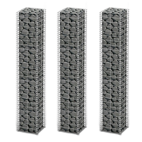 Vidaxx 3-teiliges Gabionen-Set 25x25x150 cm verzinkter Draht