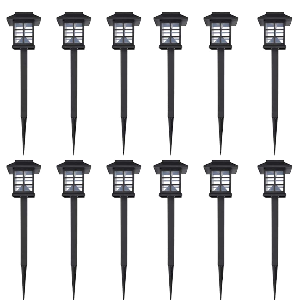 VIDAXL 12-teilig LED-Gartenbeleuchtungsset Solar mit Pin 8.6x8.6x38 cm