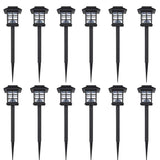VIDAXL 12-teilig LED-Gartenbeleuchtungsset Solar mit Pin 8.6x8.6x38 cm