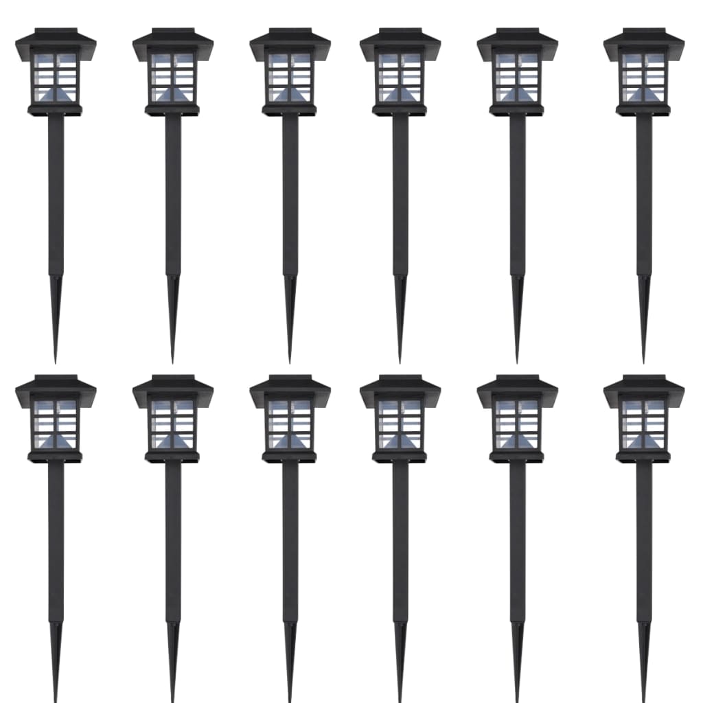 VIDAXL 12-teilig LED-Gartenbeleuchtungsset Solar mit Pin 8.6x8.6x38 cm