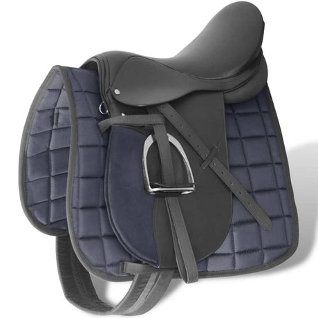 Vidaxl echtes Leder-Reiten-Sattel 17,5 18 cm (5-in-1-Set, schwarz)