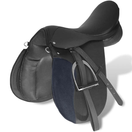Vidaxl echtes Leder-Reiten-Sattel 17,5 18 cm (5-in-1-Set, schwarz)